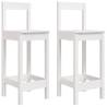 Stylish White Bar Chairs - Set of 2 | Solid Pine Wood