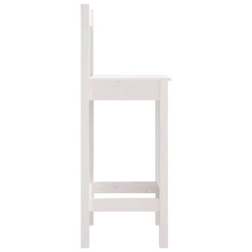 Stylish White Bar Chairs - Set of 2 | Solid Pine Wood