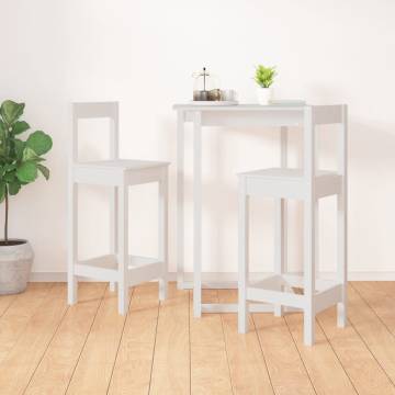 Stylish White Bar Chairs - Set of 2 | Solid Pine Wood