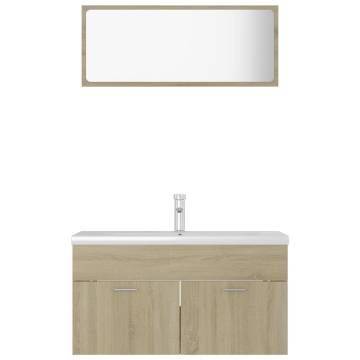 Stylish Sonoma Oak Bathroom Furniture Set - Hipomarket