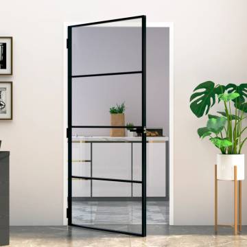 Interior Door Black 102x201.5 cm with Tempered Glass & Aluminium