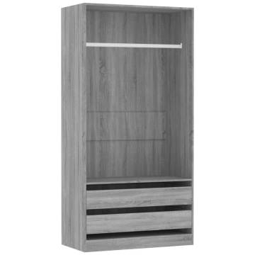 Stylish Grey Sonoma Wardrobe - 100x50x200 cm Engineered Wood