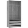 Stylish Grey Sonoma Wardrobe - 100x50x200 cm Engineered Wood