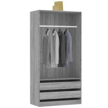 Stylish Grey Sonoma Wardrobe - 100x50x200 cm Engineered Wood