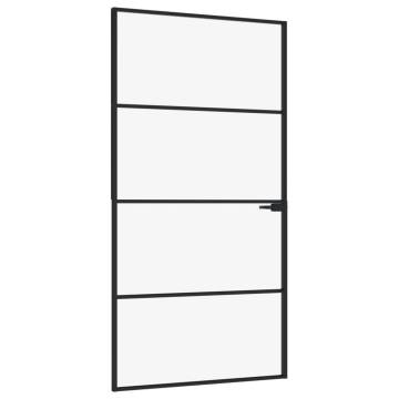 Interior Door Black 102x201.5 cm with Tempered Glass & Aluminium