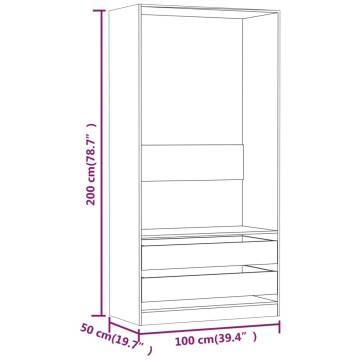 Stylish Grey Sonoma Wardrobe - 100x50x200 cm Engineered Wood