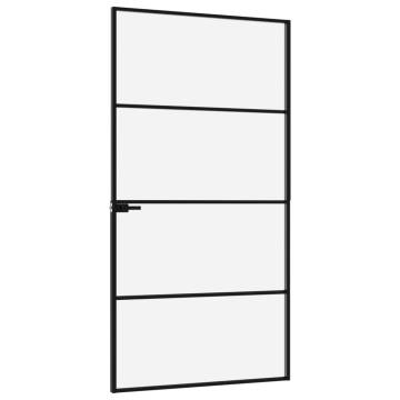 Interior Door Black 102x201.5 cm with Tempered Glass & Aluminium