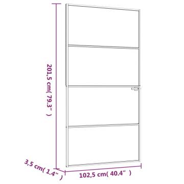 Interior Door Black 102x201.5 cm with Tempered Glass & Aluminium