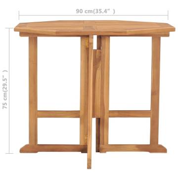 Folding Garden Dining Table - Solid Teak Wood 90x90 cm