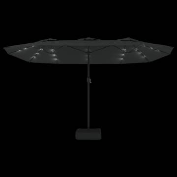 Double-Head Parasol with LEDs - Black | Hipomarket UK