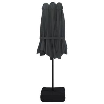 Double-Head Parasol with LEDs - Black | Hipomarket UK