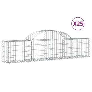 Arched Gabion Baskets - 25 pcs Galvanised Iron | Hipomarket UK