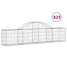 Arched Gabion Baskets - 25 pcs Galvanised Iron | Hipomarket UK