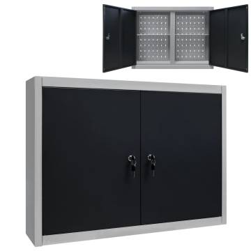 Industrial Wall Mounted Tool Cabinet - Grey & Black Style