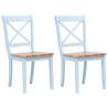 Dining Chairs 2 pcs Grey and Light Wood Solid Rubber Wood Colour grey and natural Quantity in Package 2 