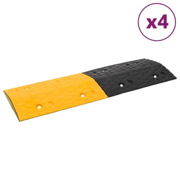 Speed Hump Set - 4 Pcs Yellow & Black Rubber 97x32.5x4 cm