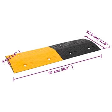 Speed Hump Set - 4 Pcs Yellow & Black Rubber 97x32.5x4 cm