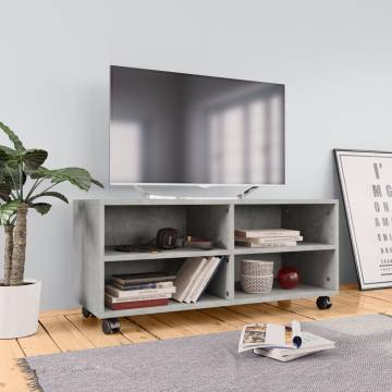 Trendy Concrete Grey TV Cabinet with Castors - 90x35x35 cm