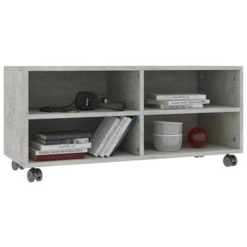 Trendy Concrete Grey TV Cabinet with Castors - 90x35x35 cm