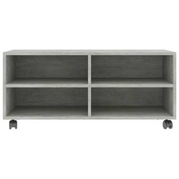 Trendy Concrete Grey TV Cabinet with Castors - 90x35x35 cm