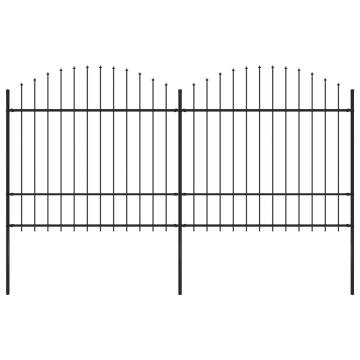 Garden Fence with Spear Top Steel 1.5-1.75x3.4m - Black