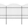 Garden Fence with Spear Top Steel 1.5-1.75x3.4m - Black