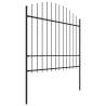 Garden Fence with Spear Top Steel 1.5-1.75x3.4m - Black