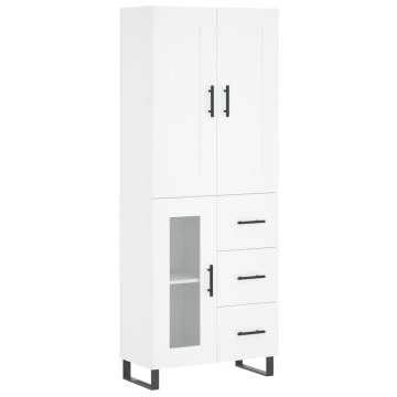 Stylish Highboard White - 69.5x34x180 cm Engineered Wood