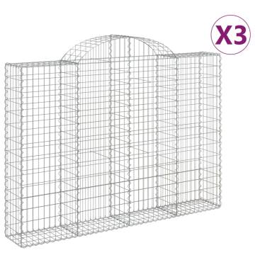 Arched Gabion Baskets - 3 pcs Galvanised Iron | Hipo Market