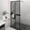 Walk-in Shower Wall with Shelf Black 80x195cm ESG Glass&Aluminium Colour black Size 80 x 195 cm Model 2x2 grids 