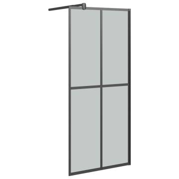 Stylish Walk-in Shower Wall with Shelf - Black 80x195cm