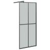 Stylish Walk-in Shower Wall with Shelf - Black 80x195cm