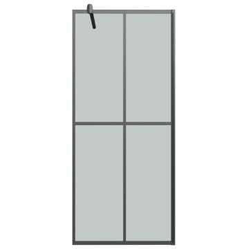 Stylish Walk-in Shower Wall with Shelf - Black 80x195cm