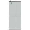 Stylish Walk-in Shower Wall with Shelf - Black 80x195cm