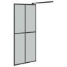 Stylish Walk-in Shower Wall with Shelf - Black 80x195cm