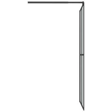 Stylish Walk-in Shower Wall with Shelf - Black 80x195cm