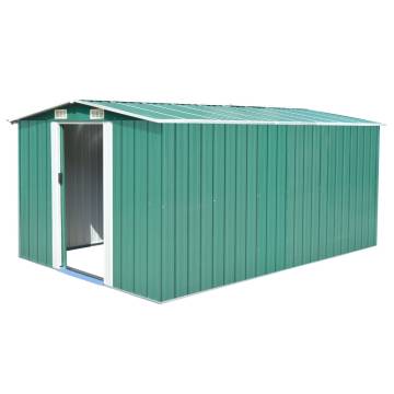 Durable Metal Garden Shed 257x392x181 cm - Green