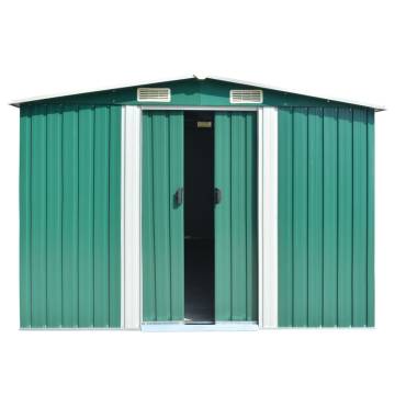 Durable Metal Garden Shed 257x392x181 cm - Green