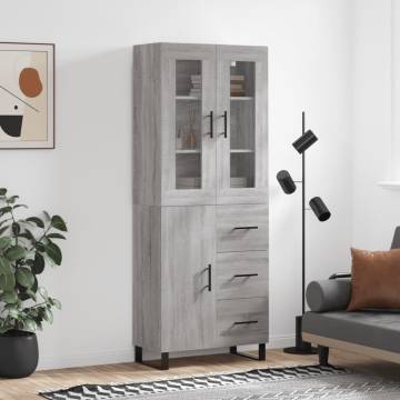 Stylish Highboard Grey Sonoma - 69.5x34x180 cm | HiPO Market