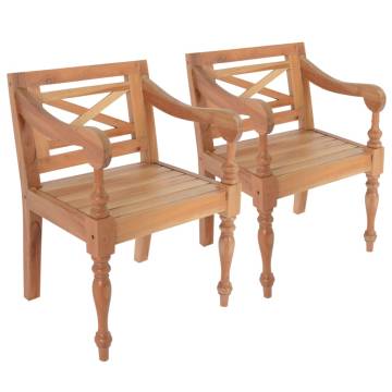 Batavia Chairs 2 pcs - Light Brown Solid Mahogany Wood