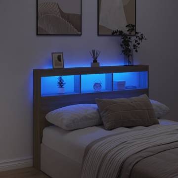 Modern Headboard Cabinet with LED in Sonoma Oak - 140x17x102 cm