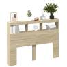 Modern Headboard Cabinet with LED in Sonoma Oak - 140x17x102 cm