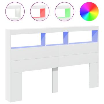 Stylish Headboard Cabinet with RGB LED - 160x17x102 cm