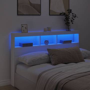 Stylish Headboard Cabinet with RGB LED - 160x17x102 cm