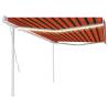 Manual Retractable Awning with LED 5x3.5 m Orange and Brown Colour multicolour Size 5 x 3.5 m Quantity in Package 1 