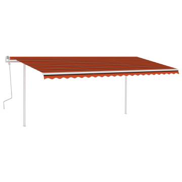 Manual Retractable Awning with LED - 5x3.5 m Orange & Brown