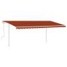 Manual Retractable Awning with LED - 5x3.5 m Orange & Brown