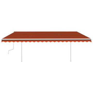 Manual Retractable Awning with LED - 5x3.5 m Orange & Brown