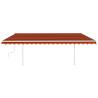 Manual Retractable Awning with LED - 5x3.5 m Orange & Brown