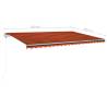 Manual Retractable Awning with LED - 5x3.5 m Orange & Brown